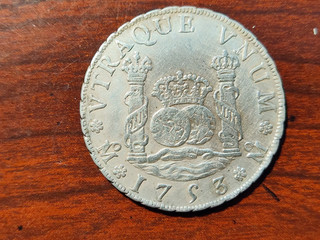 1753 MF Moneta colonna spagnolo/messico 4 reales.