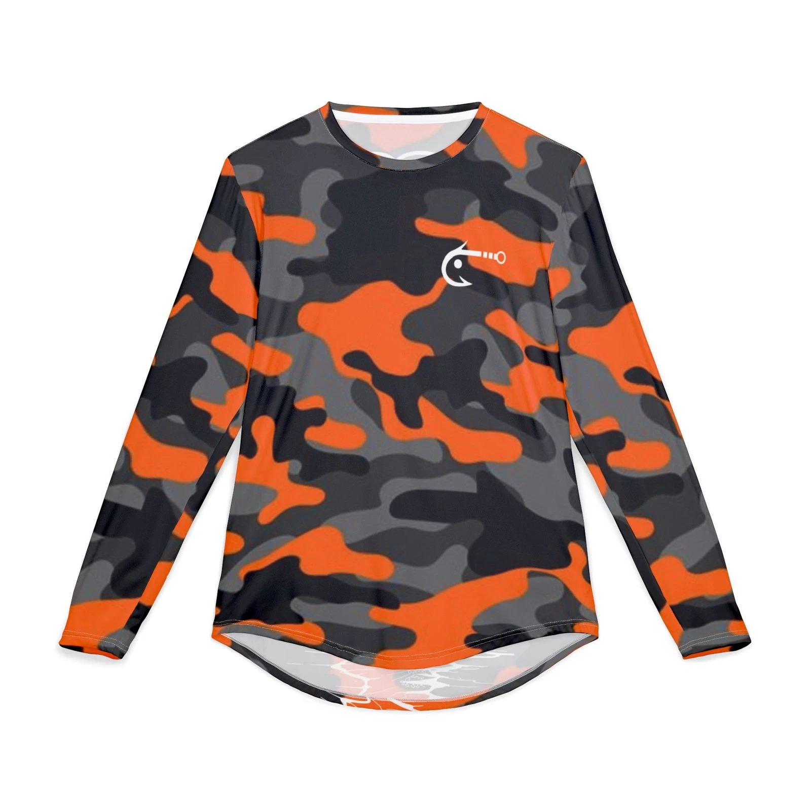 HOOX Orange Camo Men's UV Protection Long Sleeve Shirt (AOP)