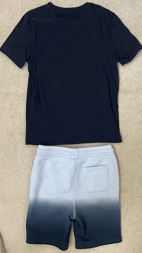 Gap Boys 8 Summer Set Navy Tee/Blue Ombre Sweatshorts With Drawstring - Picture 3 of 3