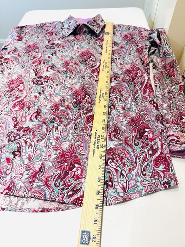 Inserch Icon Cotton Shirt Mens XL 2 Ply Satin Abstract Paisley EUC - Picture 8 of 13