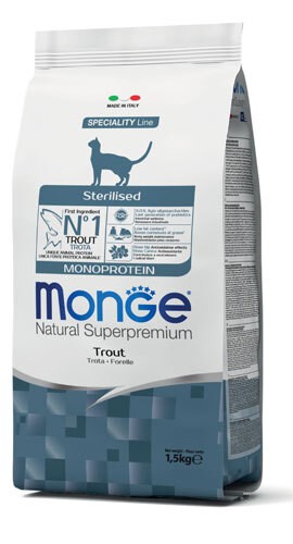 Sacco Risparmio 10kg Monge Sterilized Trota - Alta Digeribilità Gatti
