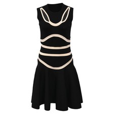 Alexander Mcqueen Knitted Mini Cutout Sleeveless Dress In Wool Women Black M