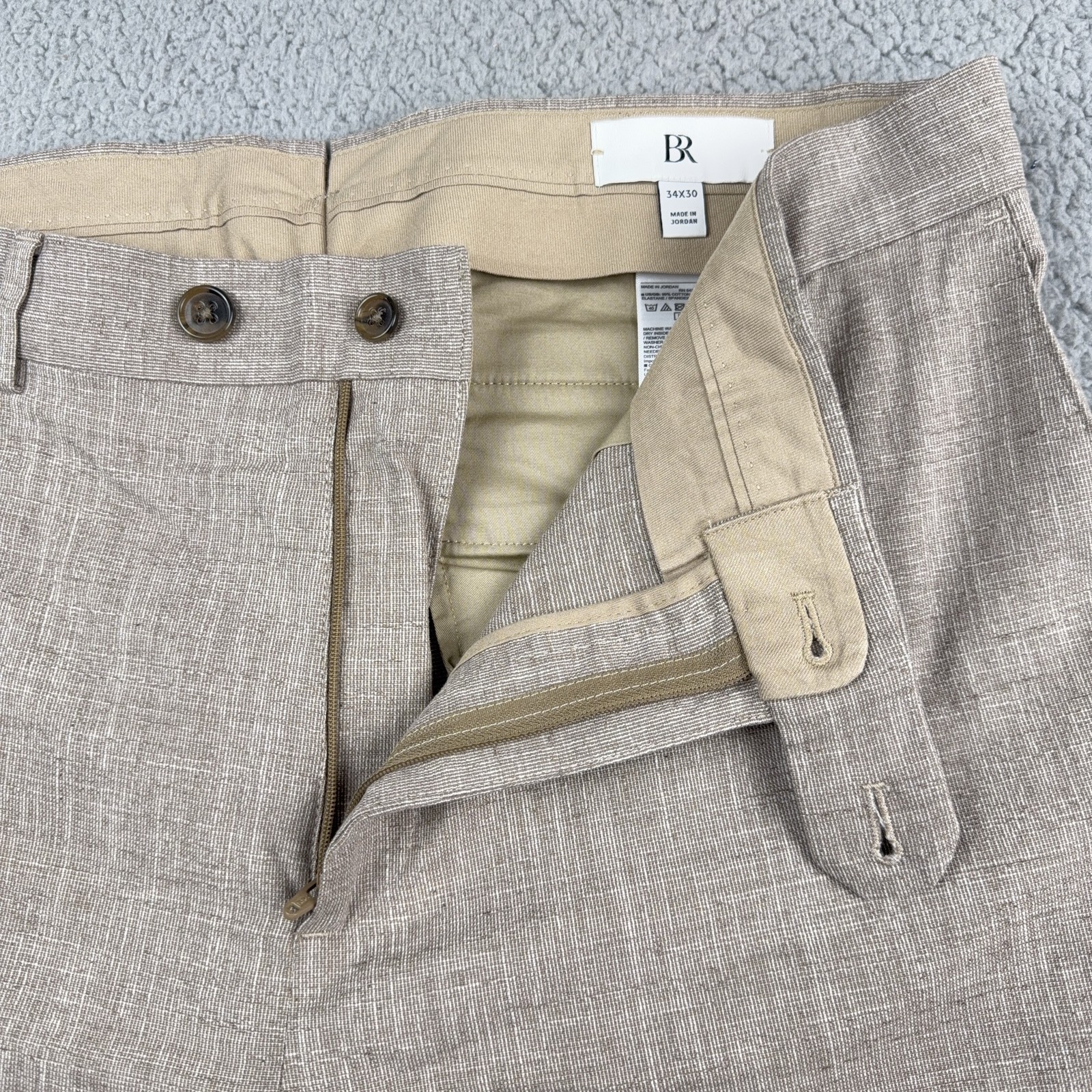 Banana Republic Men's 34x29 Tessuti di Sondrio Tan Flat Front Dress Chino Pants thumbnail 8