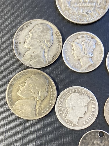 Monedas de plata de Estados Unidos (11) medio centavo a cuarto de dólar 1858 1927 1942 lote de níquel 51019 - Imagen 10 de 12