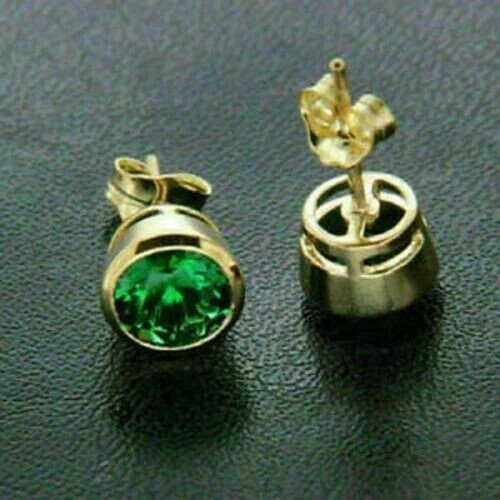 2Ctw Lab-Created Emerald Solitaire Bezel Set Stud… - image 2