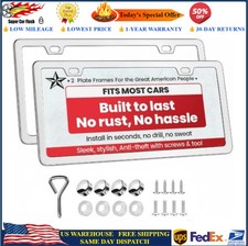 2x Chrome 304 Stainless Steel Metal License Plate Frame Tag Wcover Screw Caps 2x Chrome 304 Stainless Steel Metal License Plate Frame Tag Wcover Screw Caps
