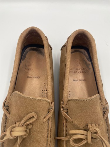 BRUNELLO CUCINELLI Beige Gamuza Zapatos de Conductor Mocasín - Talla 41 EUR 8 EE. UU. - Imagen 17 de 21