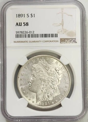 1891-S Morgan Silver Dollar, NGC AU 58