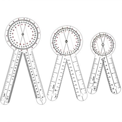 Goniometer Set 3PCS 6/8/12 Inch Transparent Orthopedic Angle Ruler 360°