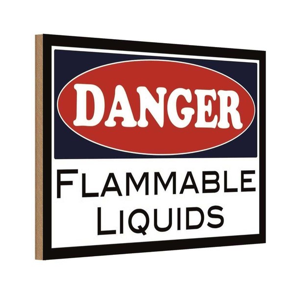 Holzschild 12X18 Cm Danger Flammable Liquids Warnschild Hinweisschild Deko Gesch-image