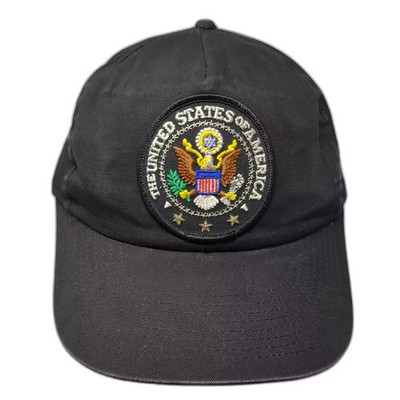 Black USA Seal 5 Panel Hat Snapback OS Adjustable United States America Patch