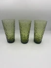 3 Avocado Green Lido Milano Crinkle 14 oz Glass Tumblers  Anchor Hocking