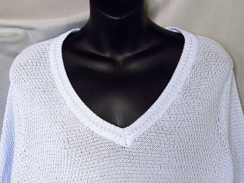 Talbots Sweater Large Petite Blue Periwinkle 3/4 Sleeve Open Knit t - Picture 4 of 5