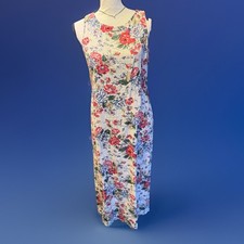 Vintage Casual Corner Annex Petite Linen Blend Floral Maxi Dress Size 6 Y2K 90s