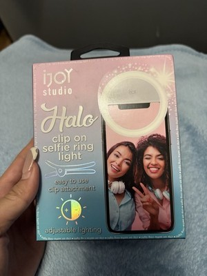 iJoy Studio Halo Clip On Selfie Ring Light Adjustable Lighting White