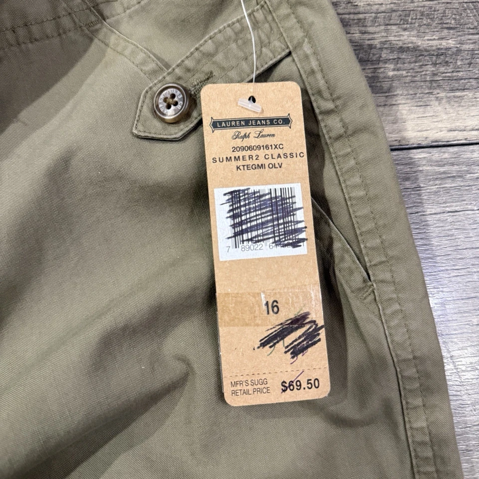 Nuevo con etiquetas Ralph Lauren Polo Jeans Company Pantalones Cortos Carga Para Mujer 16 Verde Oliva Exterior Foto 4 de 4