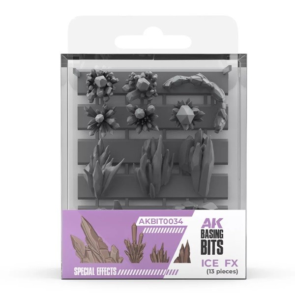 AK Interactive AKBIT0034 Basing Bits Special Effects Ice FX New Kit Set
