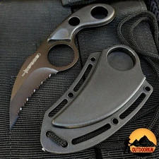5.5" Karambit Black MINI NECK KNIFE Claw Hunting Fishing Survival Necklace