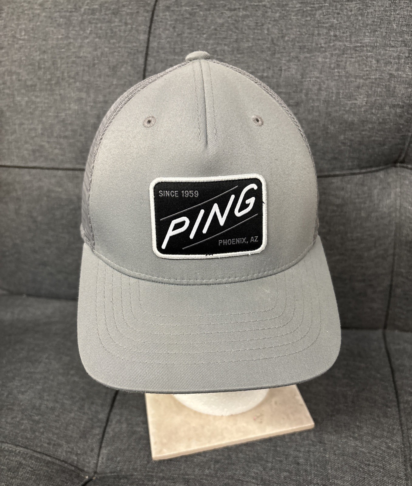 Ping One Putt Gray Mesh Back Adjustable Snapback … - image 1