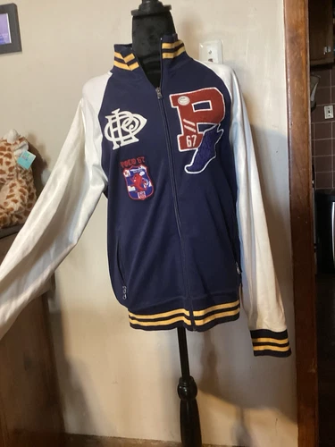 OFF WHITE Polo ragazzo Ralph Lauren cotone giacca varsity blu navy bianco sporco taglia S