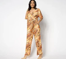 Attitudes by Renee Petite Mesh Jumpsuit-Lively Wildlife-Petite Medium A652832