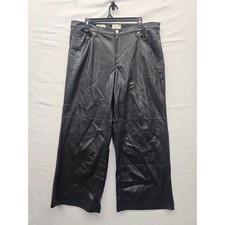 Universal Thread Womens High Rise Wide Leg Faux Leather Pants Black Size 22 NEW
