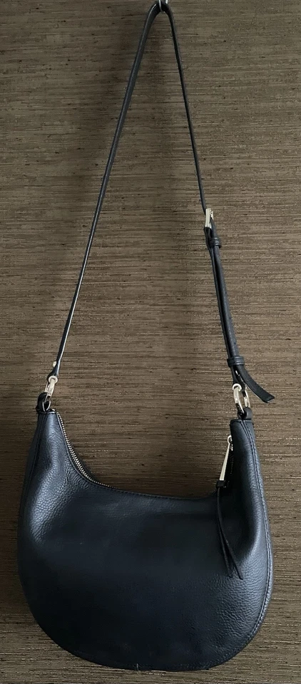 Michael Kors Rhea Negro Cuero Guijarro Suave Bolsillo con Cremallera Hombro Mediano C.B. Bolso Foto 2 de 4