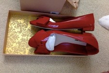 miu miu calzature donna red patent leather bow ballet flats w/ box EU 39 Italia