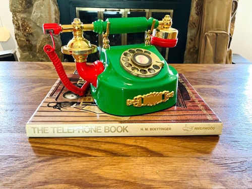 Vintage WORKING Christmas Santa Hotline Phone Emerald Green & Festive Red