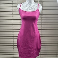 Hot Pink Bodycon Dress Sleeveless Mini Dress Spaghetti Strap Faux Leather Sexy