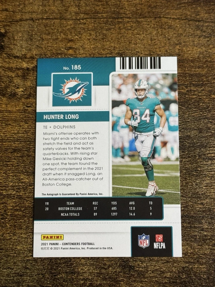 2021 Panini Contenders Rookie Ticket Cracked Ice Auto /21 Hunter Long RC SSP - Image 2 of 2