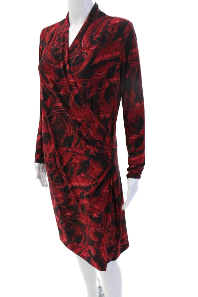 Vestido Vaina Norma Kamali Mujer Negro Cuello en V Manga Larga Hasta la Rodilla Talla L Foto 2 de 4