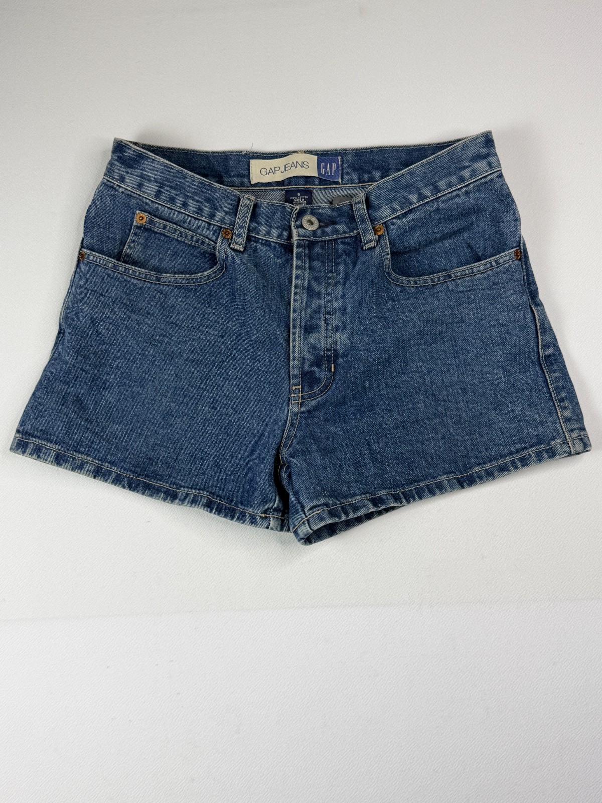 Gap Jeans Womens Denim Shorts Size 6 Blue 100% Cotton High Rise Cheeky Retro