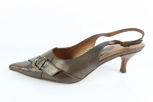 FUGITIVE Zapatos Abierto Puntiagudos de Piel Marrón Bronce T 40 Muy Buen Estado - Imagen 7 de 12