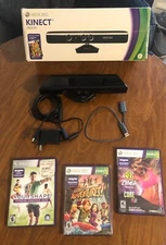 Microsoft Xbox 360 Kinect 1414 Sensor Black Bundle w/ Power AC Adapter & 3 Games