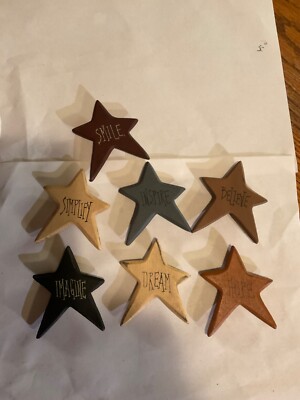 Primitive decor vintage  country inspiring set of 7 Star kitchen magnets