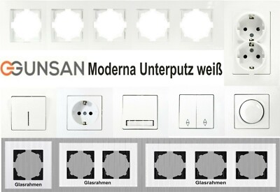 Gunsan Moderna Weiss Steckdosen, Aus + Wechselschalter, Dimmer, Multimedia