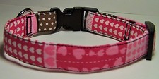 Wet Nose Designs Hearts and Dots Pink Brown Dog Collar Valentines Day