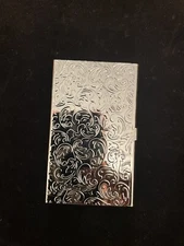 Retro Silver Victorian Fleur Business Credit Card Holder I.D. Case