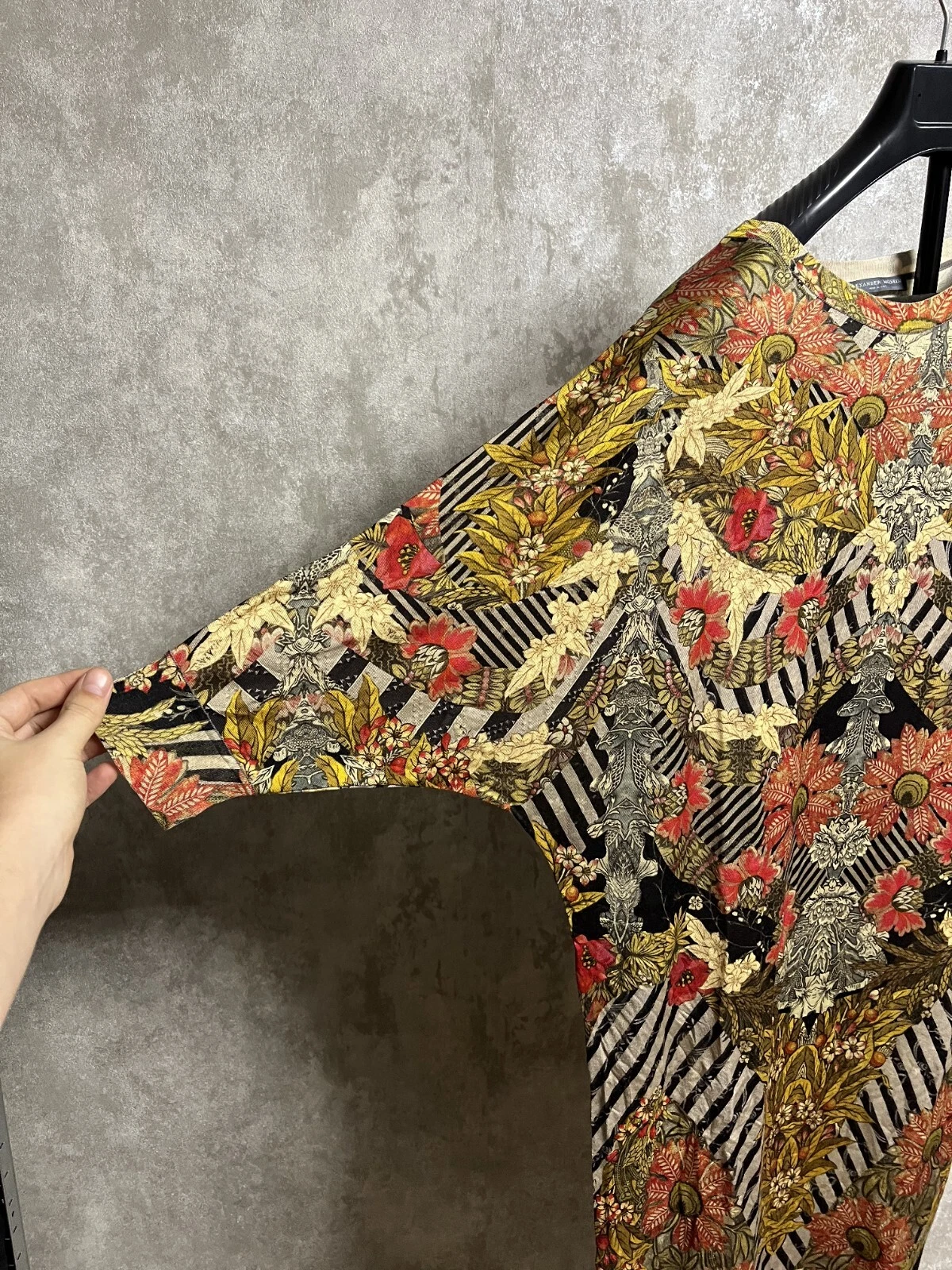 Abito Alexander McQueen in seta con stampa floreale maniche a 3 4