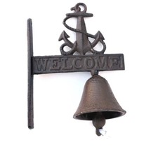 Bell Anchor Nautical Navy Welcome Door Wall Mount Cast Iron Rustic New Vintage