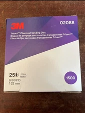 3M 02088 Trizact Hookit 6 Inch P1500 Grit Clear Coat Sanding Disc, 25 per Box