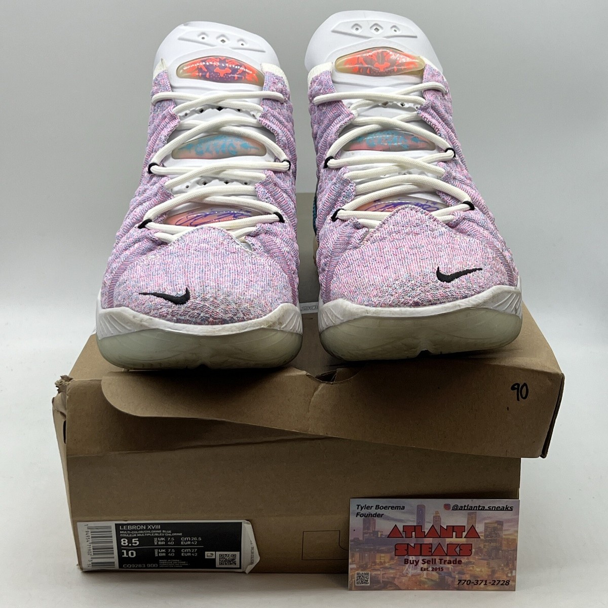 Size 8.5 - Nike LeBron 18 Graffiti Purple Black White (CQ9283-900