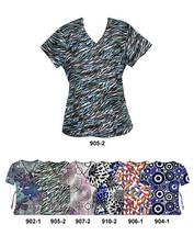 Women's Medical Scrubs Tops Work Uniforms Printed Coverup S-XL (700)
