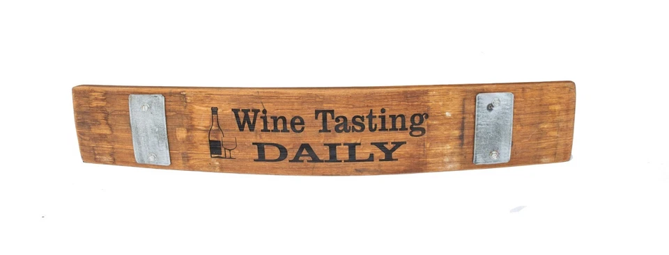 Letrero de pentagrama de barril de vino rústico, cata de vinos diaria, madera con soportes metálicos, barra Foto 3 de 3