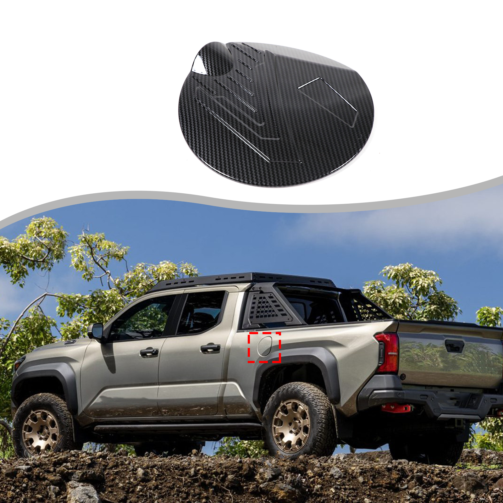 ABS Carbon Fiber Oil Fuel Tank Cap Cover Trim For Toyota Tacoma 2024-2025 US