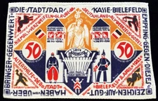 1922 GERMANY BIELEFELD STOFFGELD 50 MARK ANGEL SILK NOTGELD