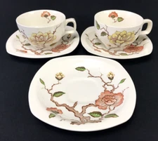 W.R. Midwinter Stylecraft Ming Tree Tea Cup Saucer 2 Sets + 1 Saucer Jessie Tait