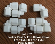 Lot of 7 Parker Fast & Tite Elbow Union 1/4" Tube x 1/4" Tube P/N: W4EU4