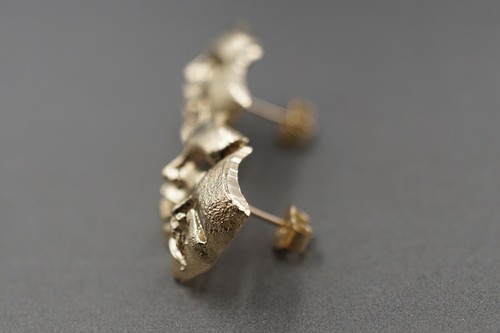 10K Solid Yellow Gold 0.8" Two Face Comedy Happy Sad Mask Stud Earring. - Picture 5 of 12